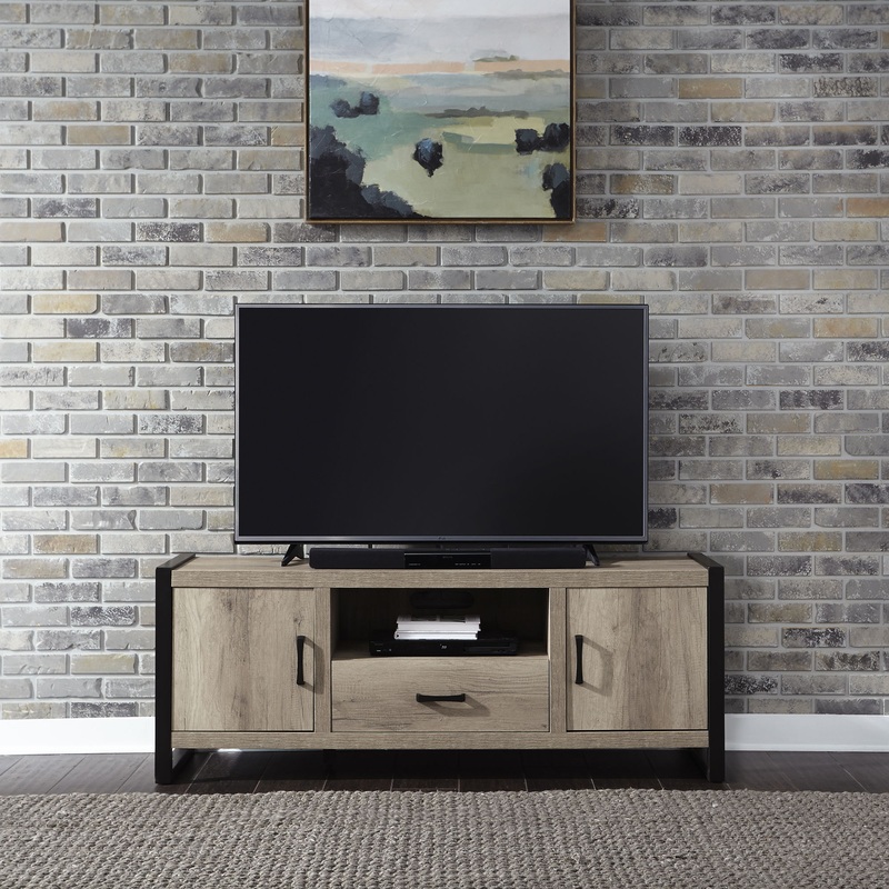 Sun Valley – 64 TV Console With Faux Metal – Light Brown