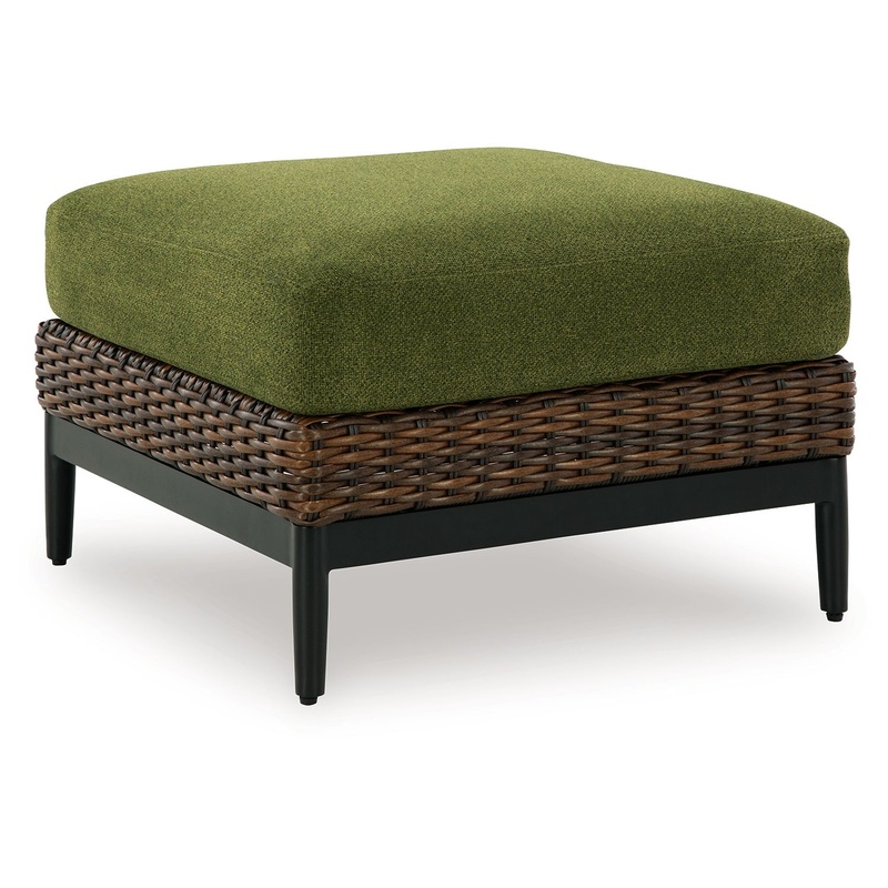 Horizon Hall – Ottoman With Cushion – Brown / Green
