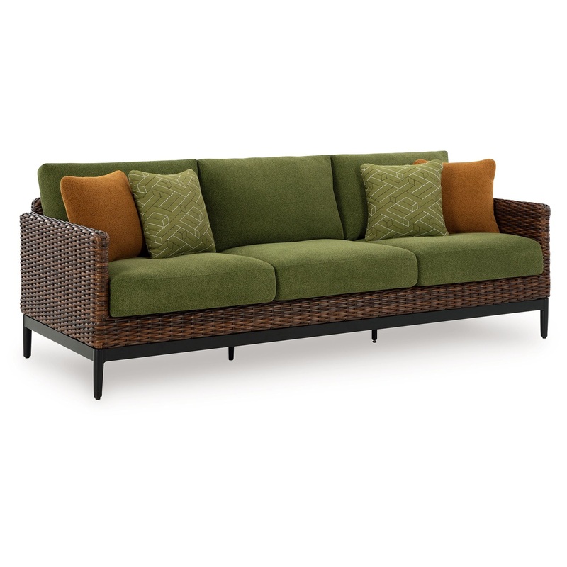 Horizon Hall – Sofa With Cushion – Brown / Green