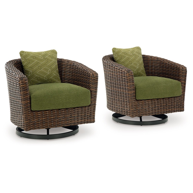 Horizon Hall – Swivel Lounge With Cushion – Brown / Green