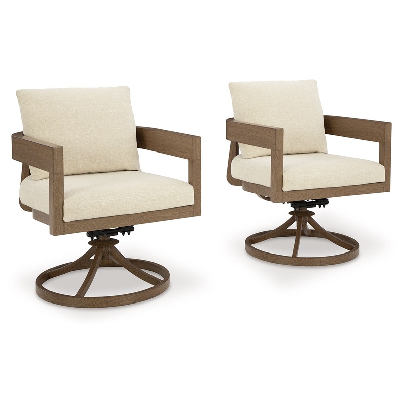 Serene Bay – Swivel Chair With Cushion (Set of 2) – Dark Brown / White