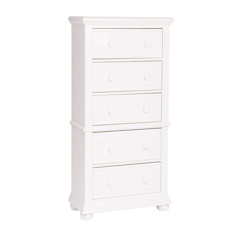 Summer House – 5 Drawer Chest|White|36″W x 18″D x 50″H|38″W x 18″D x 55″H