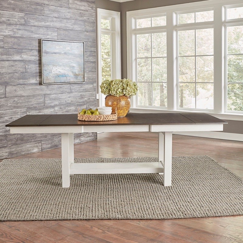 Brook Bay – Trestle Table – White & Brown