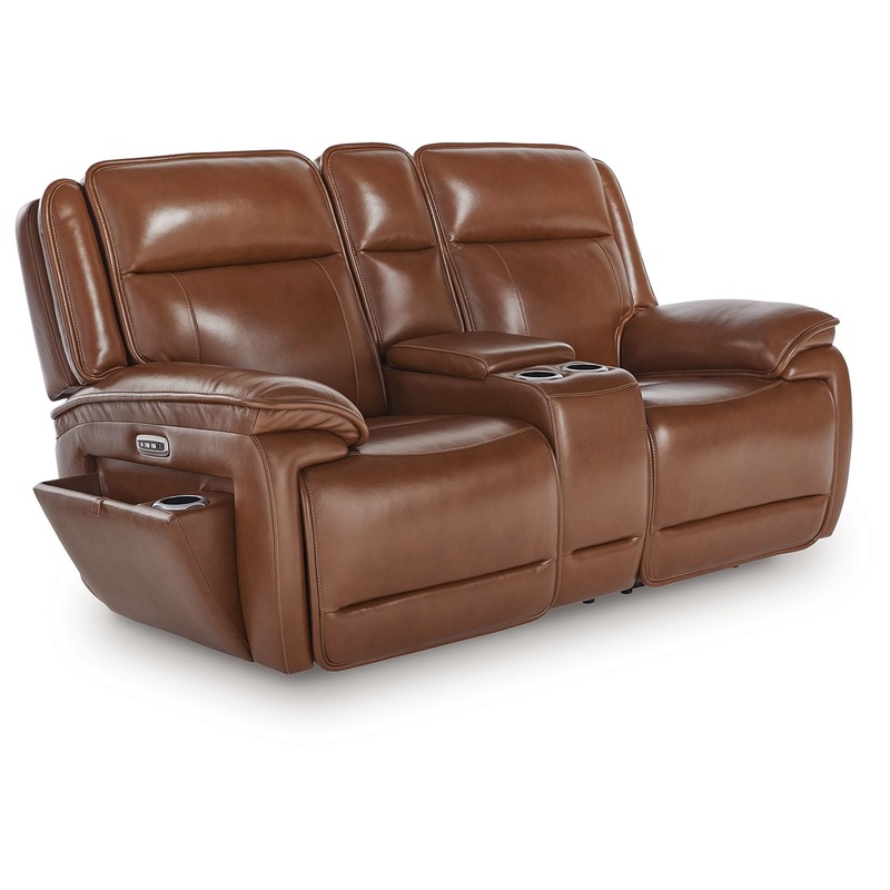 Healy Pier – Power Reclining Loveseat With Console / Adj Headrest – Chocolate
