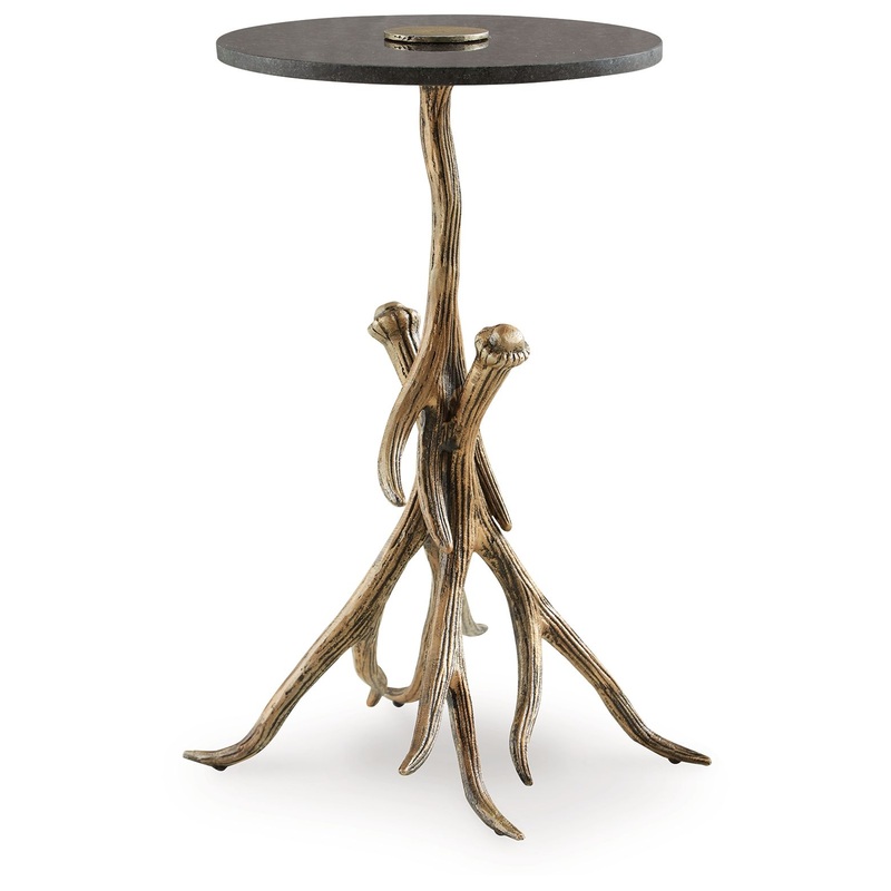 Lemkins – Accent Table – Black / Antique Gold Finish