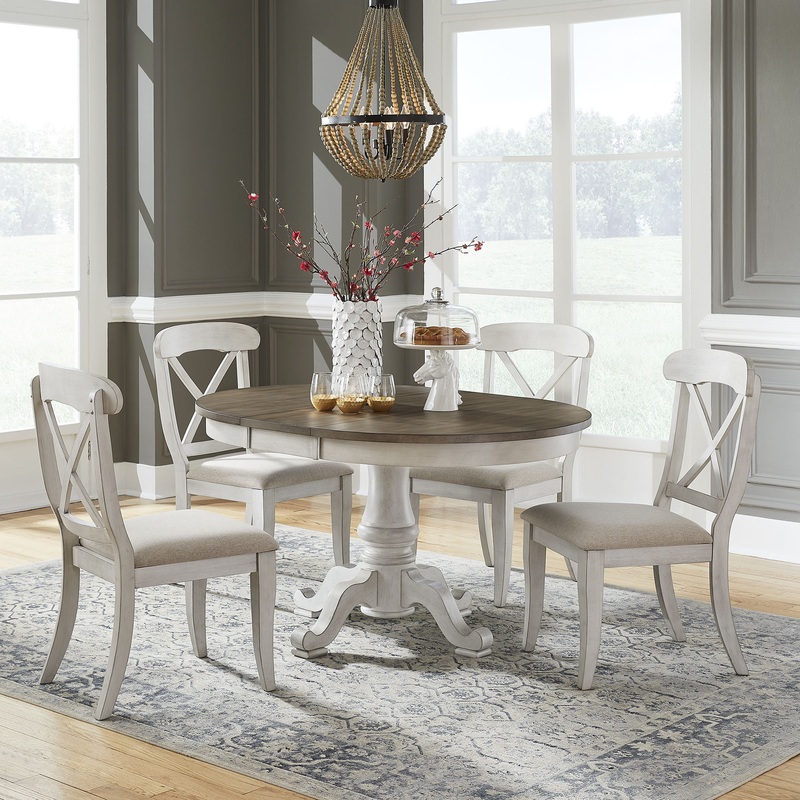 Ocean Isle – 5 Piece Pedestal Table Set – Antique White