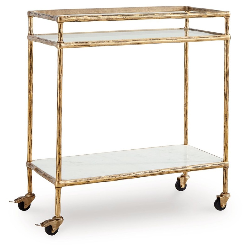 Plattfield – Bar Cart – Antique Gold Finish