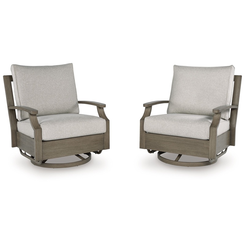 Rainier Ranch – Swivel Glider Chair With Cushion – Brown / Beige