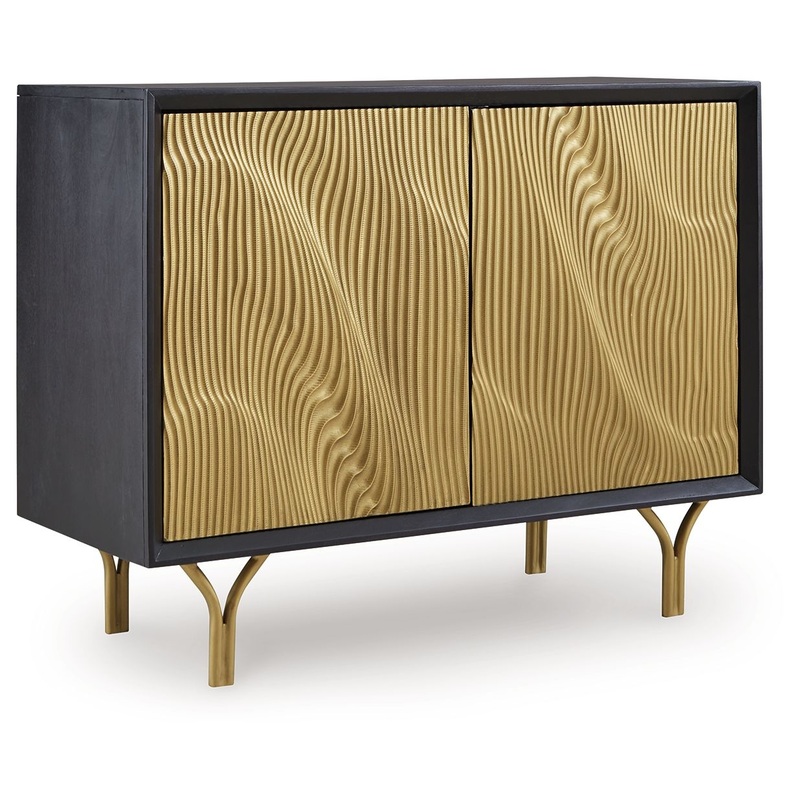 Tayner – Accent Cabinet – Black / Gold Finish