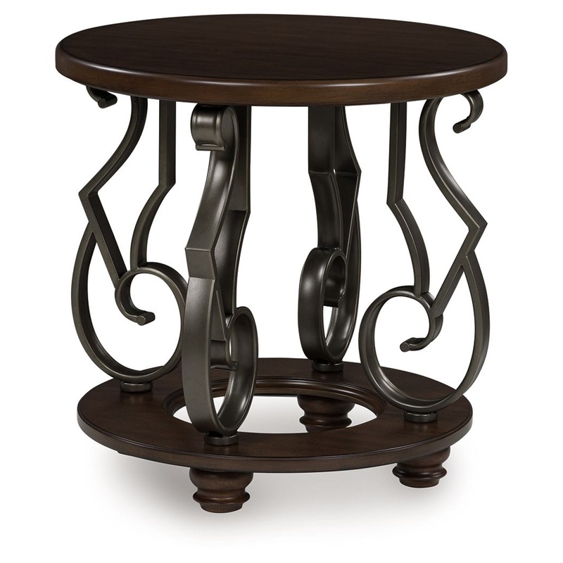 Frallyn – Round End Table – Dark Brown