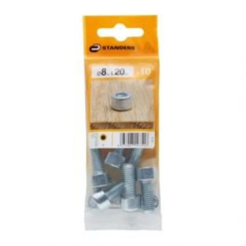 8 X 20 MM STEEL HEXAGON HEAD BOLT, 10 PIECES