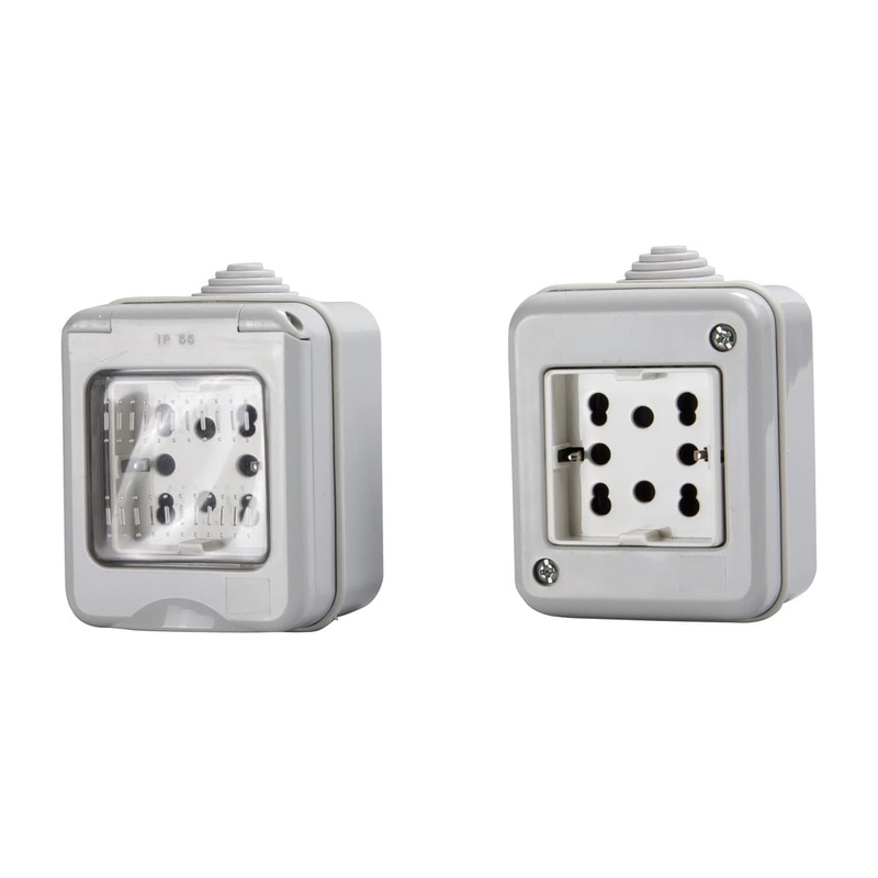 IP40 ENCLOSURE 2 PLACES COMPLETE WITH SIDE SOCKET