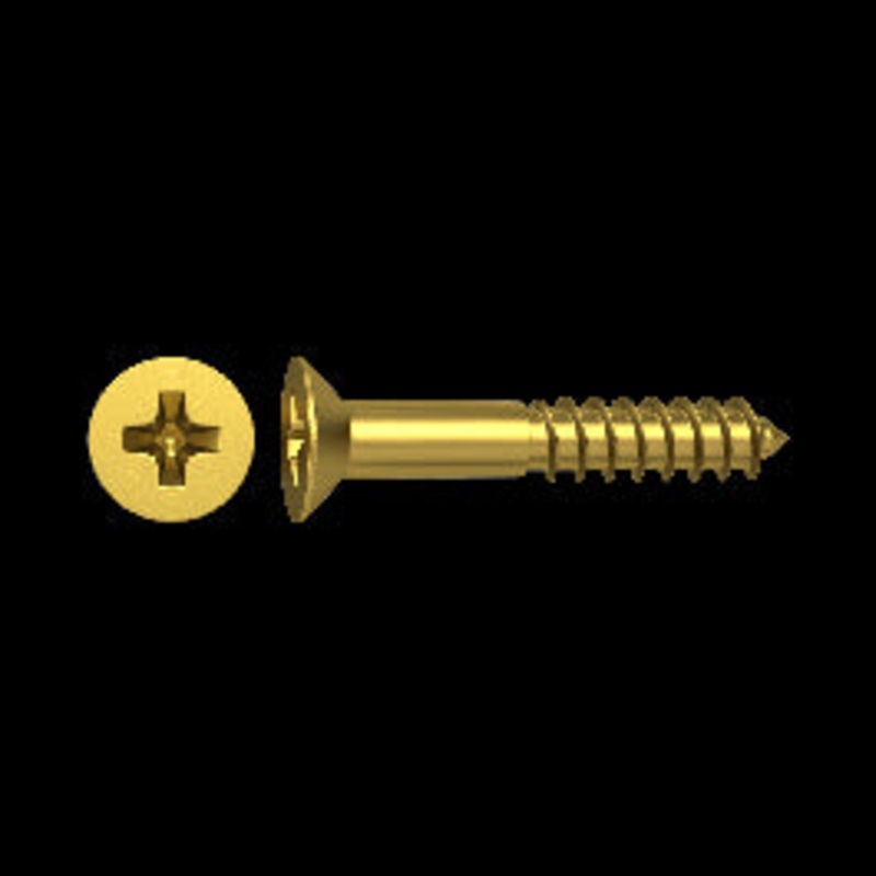 WOOD SCREW BRASS-PLATED PH 4X30 10 PIECES