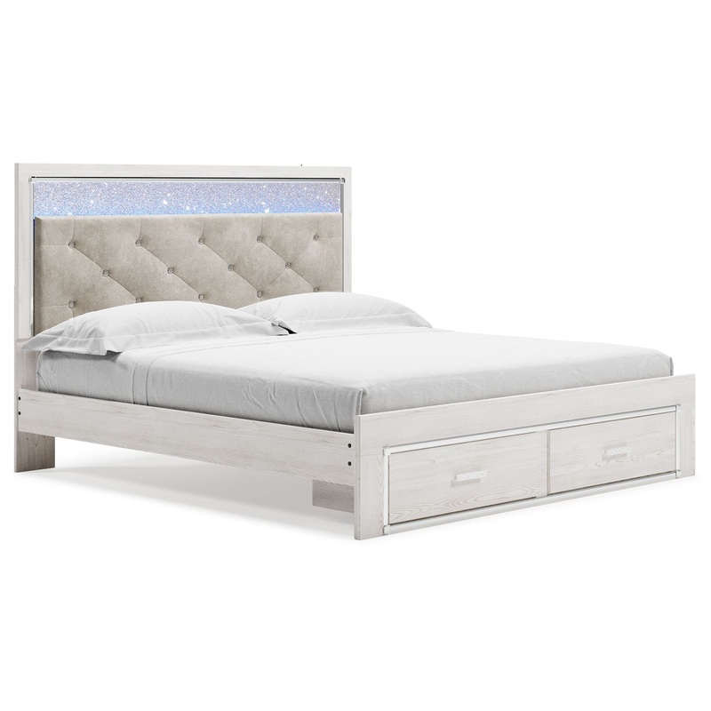 Altyra – King Upholstered Storage Bed – White