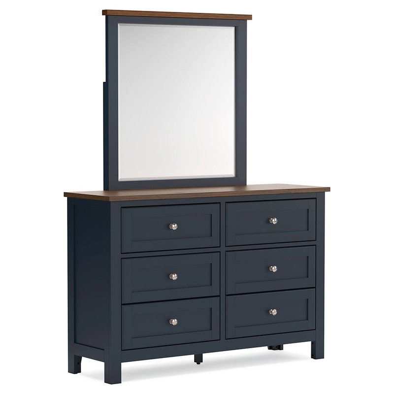 Landocken – Dresser and Mirror – Brown / Blue