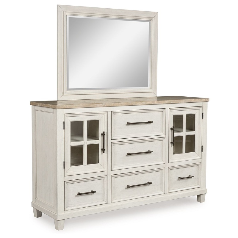Shaybrock – Dresser And Mirror – Antique White / Brown
