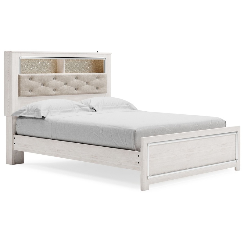 Altyra – Queen Panel Bookcase Bed With Roll Slats – White