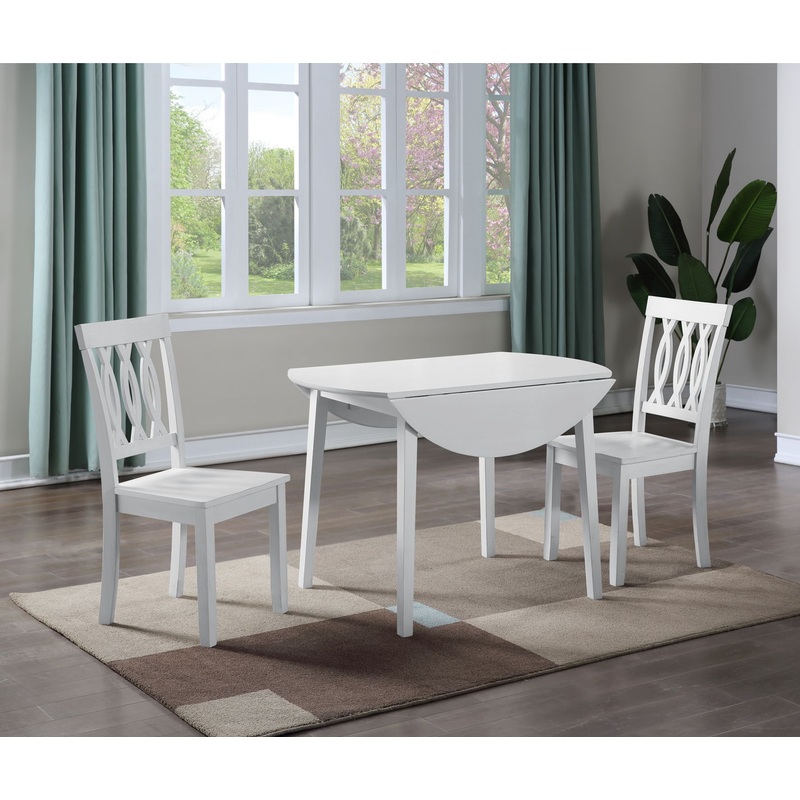 Naples – Drop Leaf Dining Set|White|3 Pc. Table, 2 Chairs|5 Pc. Table, 4 Chairs