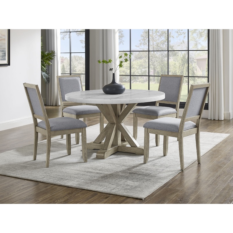 Carena – 5 Piece Dining Set (Round Table And 4 Chairs) – Dark Gray