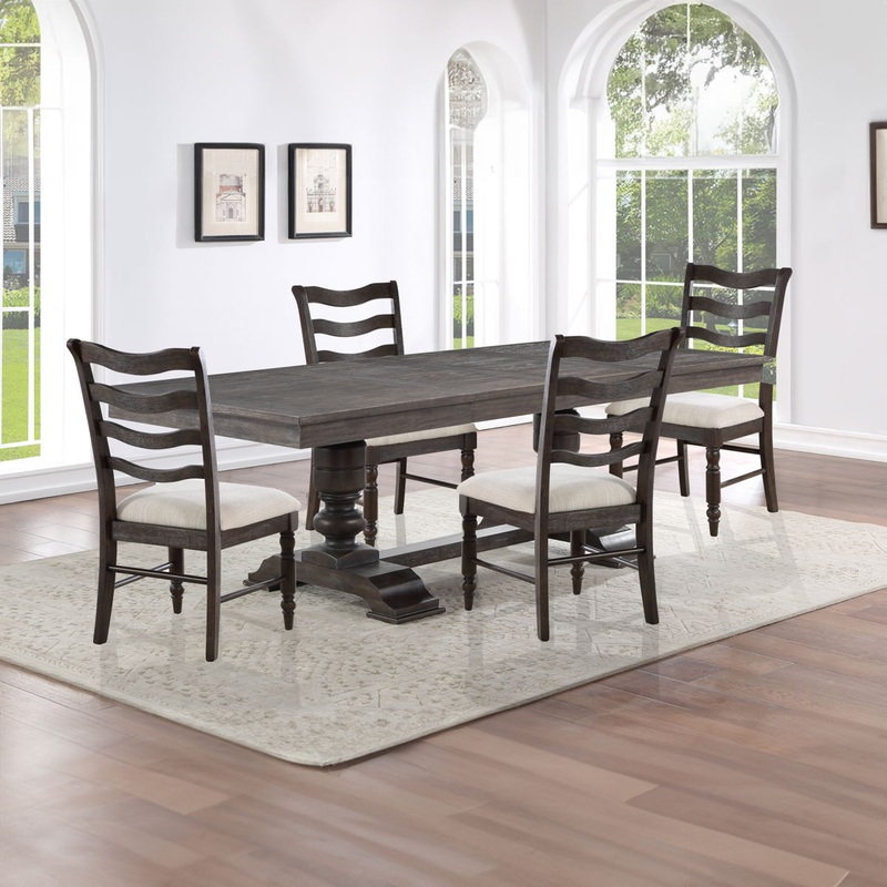 Hutchins – Dining Set|Dark Brown|7 Pc. Table, 2 Upholstered, 4 Side Chairs|5 Pc. Table, 4 Chairs|7 Pc. Table, 6 Chairs|6 Pc. Table, 4 Chairs, Bench|9 Pc. Table, 8 Chairs