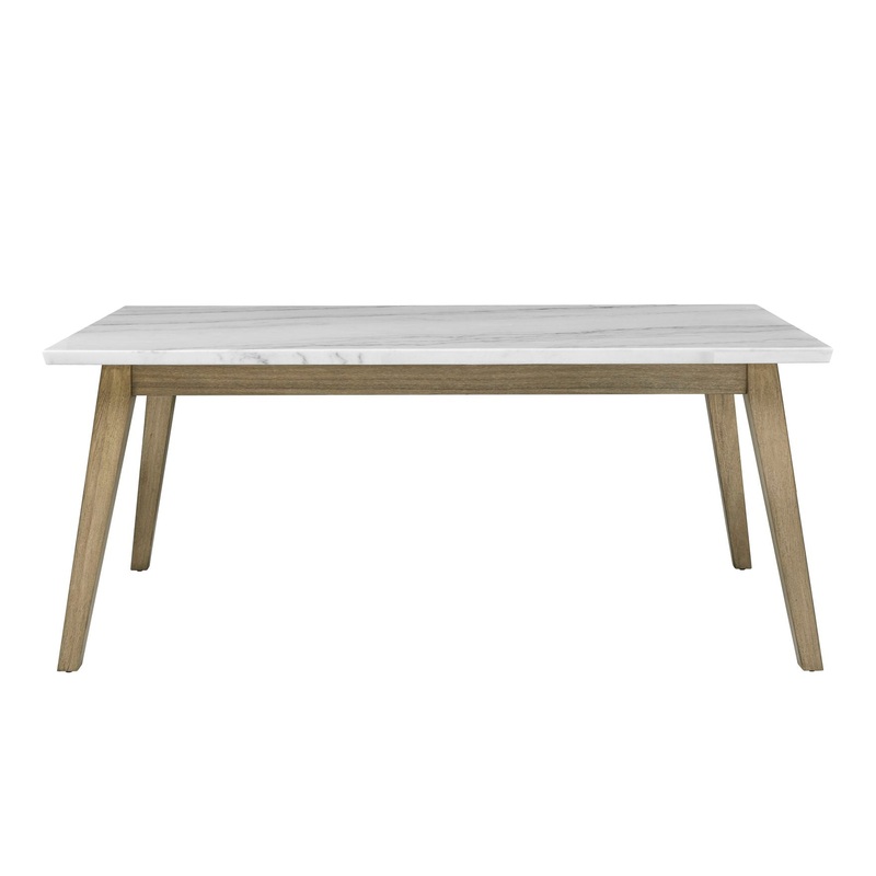 Vida – White Marble Top Dining Table – Dark Brown