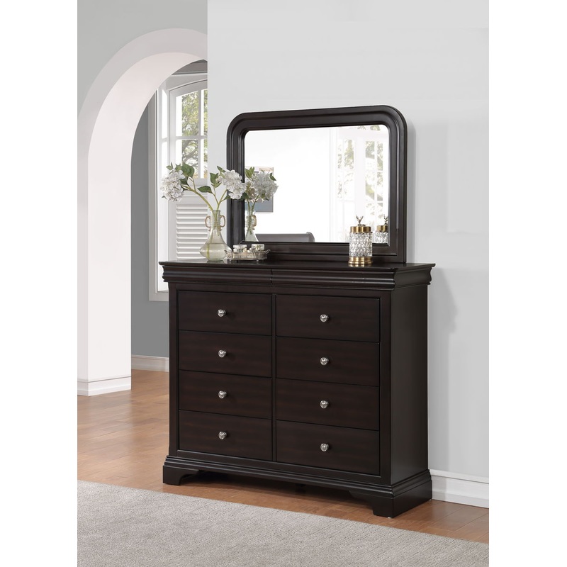 Dominique – 2 Piece Dresser And Mirror – Dark Brown