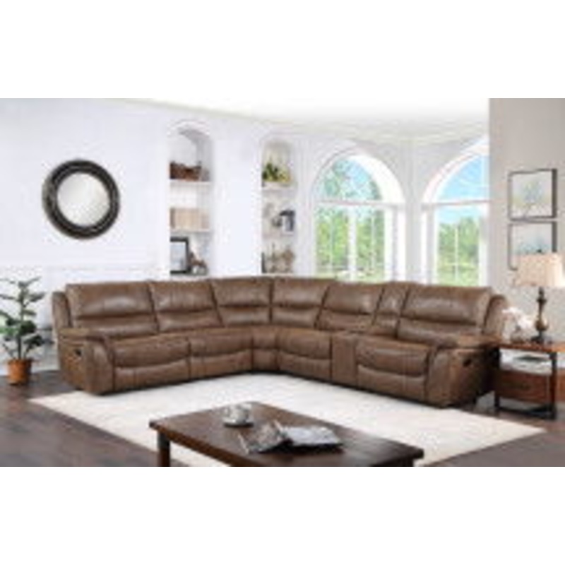 Lehi – 6 Piece Manual Reclining Sectional – Dark Brown