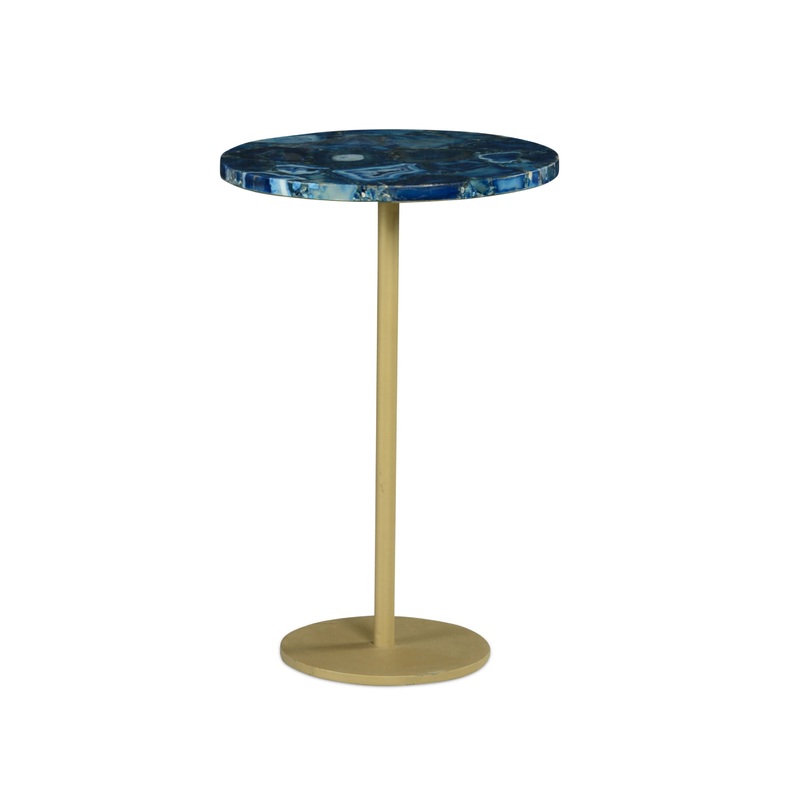 Oceana – Agate Top Round Chairside Table – Blue