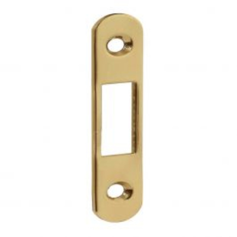 SMALL MIDDLE LOCK STRIKE F22 ROUND EDGE POLISHED BRASS