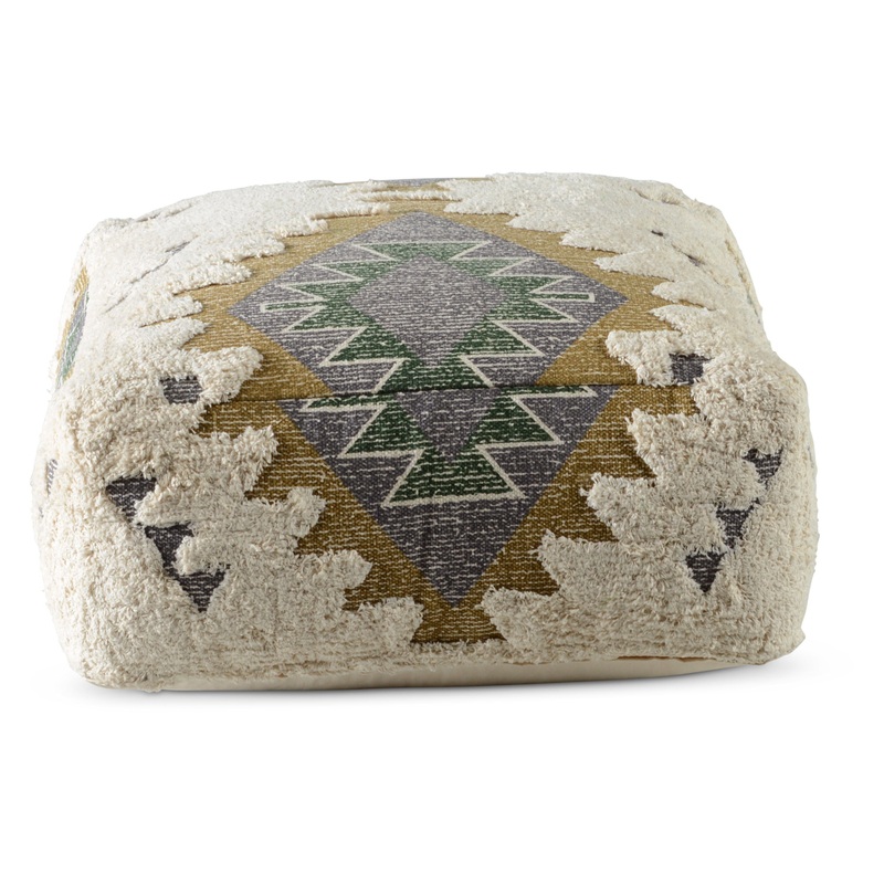Lyssa – Jacquard Fabric Printed Pouf – Beige