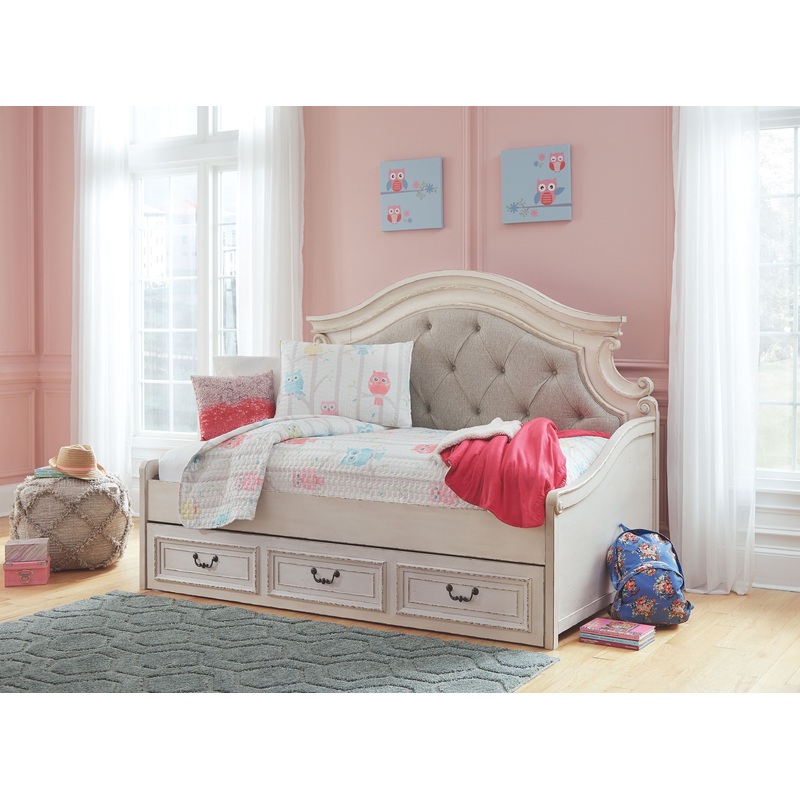 Realyn – Twin Day Bed with Storage – Chipped White