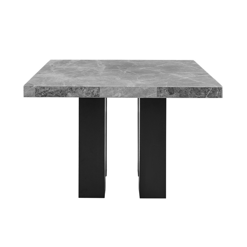 Camila – Square Gray Marble Top Table – Dark Gray
