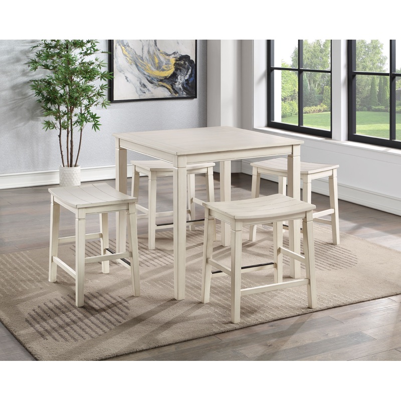 Westlake – Counter Dining Set|Dark Brown|White|5 Pc. Table, 4 Chairs