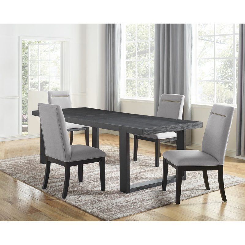 Yves – Dining Set|White|Dark Gray|Gray|7 Pc. Table, 6 Chairs|9 Pc. Table, 8 Chairs|5 Pc. Table, 4 Chairs|10 Pc. Table, 8 Chairs, Server|8 Pc. Table, 6 Chairs, Bench