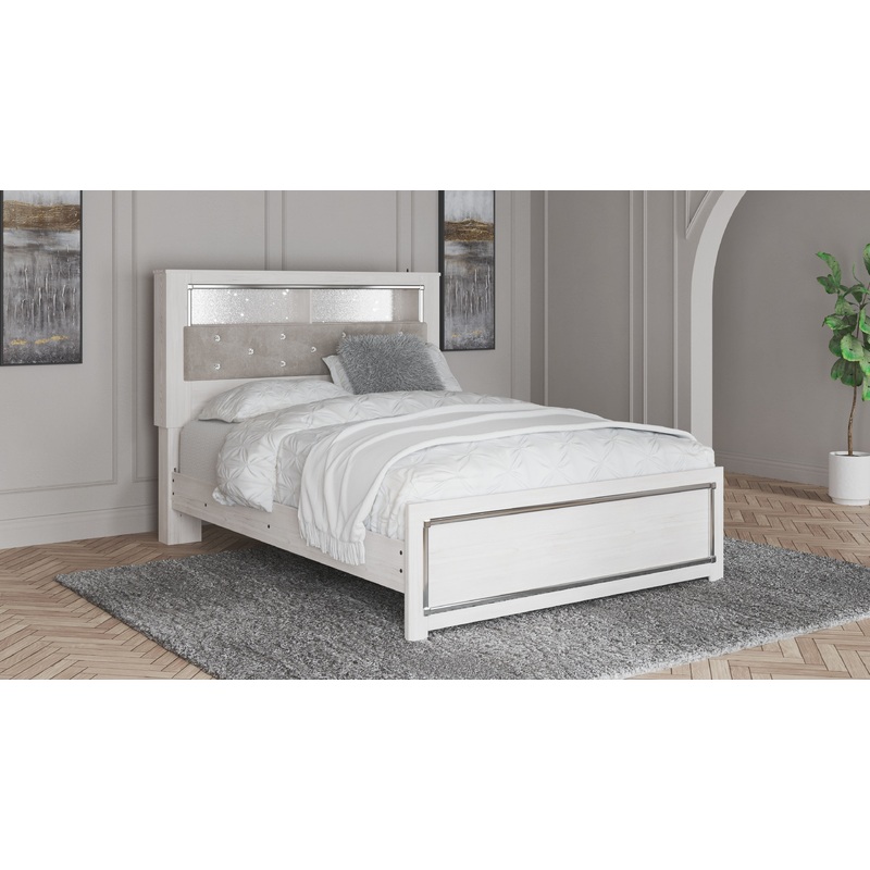 Altyra – Bookcase Bed|White|Queen|King|None|Footboard Storage