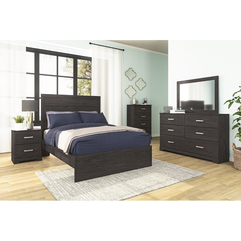 Belachime – Bedroom Set|Black|5 Pc. – Dresser, Mirror, Chest, Panel Bed|7 Pc. – Dresser, Mirror, Chest, Panel Bed, 2 Nightstands|4 Pc. – Dresser, Mirror, Panel Bed|6 Pc. – Dresser, Mirror, Panel Bed, 2 Nightstands|Full|Queen|King
