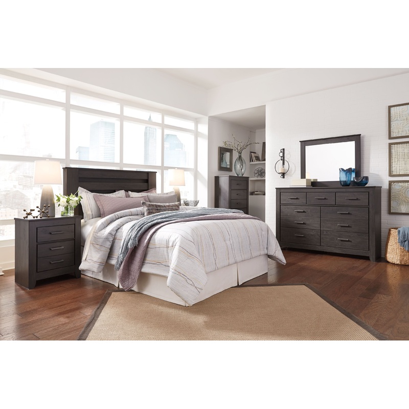 Brinxton – Bedroom Set|Black|4 Pc. – Dresser, Mirror, Chest, Panel Headboard|6 Pc. – Dresser, Mirror, Chest, Panel Headboard, 2 Nightstands|3 Pc. – Dresser, Mirror, Panel Headboard|4 Pc. – Dresser, Mirror, Headboard, Nightstand|Queen