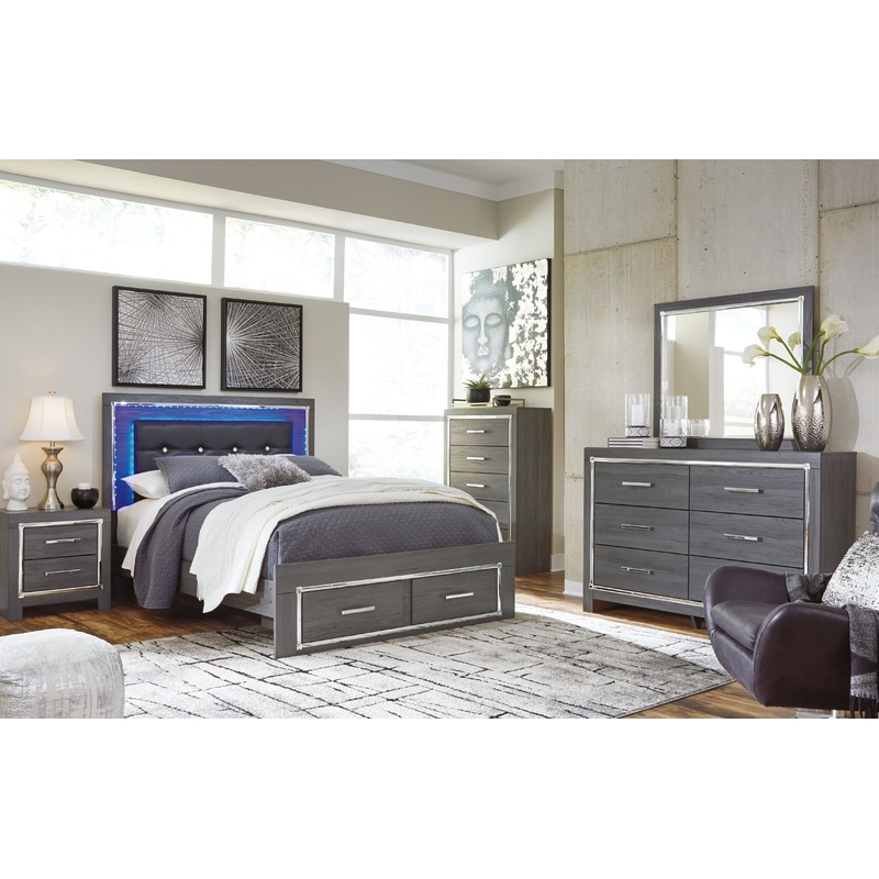 Lodanna – Storage Bed Set|Gray|7 Pc. – Dresser, Mirror, Chest, Platform Bed, 2 Storage Drawers|9 Pc. – Dresser, Mirror, Chest, Platform Bed, 2 Storage Drawers, 2 Nightstands|6 Pc. – Dresser, Mirror, Platform Bed, 2 Storage Drawers|8 Pc. – Dresser, Mirror,