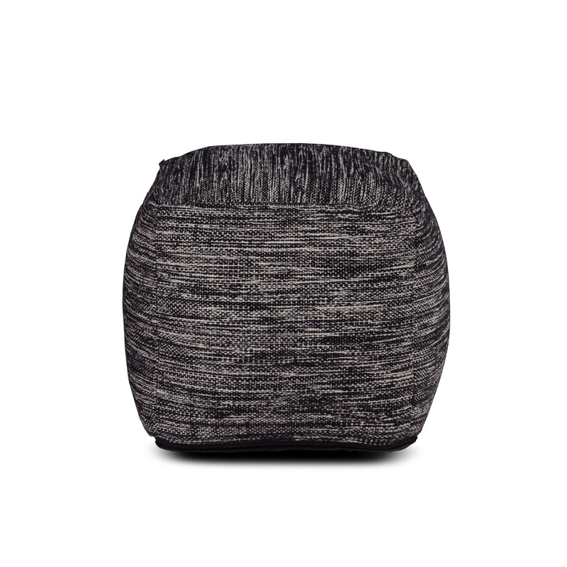 Omari – Square Handwoven Woolen Pouf – Black