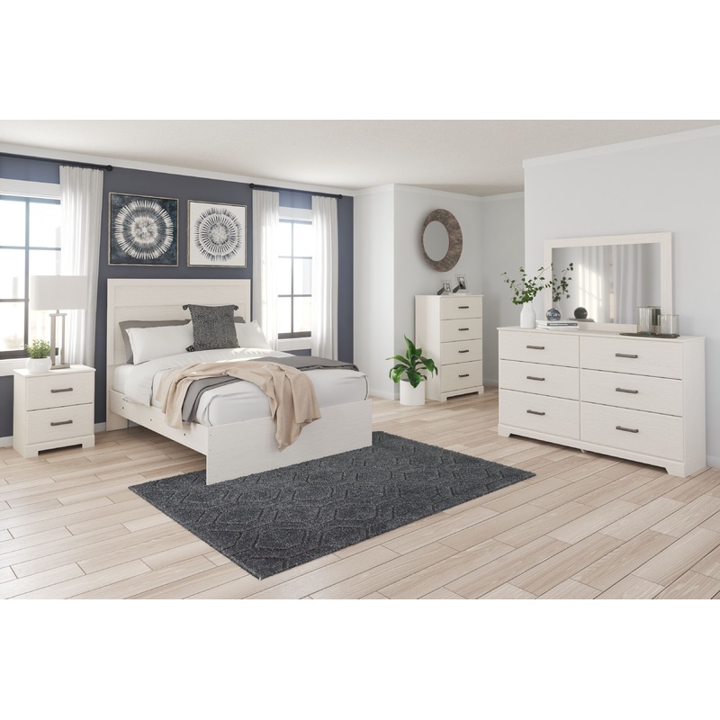 Stelsie – Panel Bedroom Set|White|5 Pc. – Dresser, Mirror, Chest, Panel Bed|7 Pc. – Dresser, Mirror, Chest, Panel Bed, 2 Nightstands|4 Pc. – Dresser, Mirror, Panel Bed|6 Pc. – Dresser, Mirror, Panel Bed, 2 Nightstands|Full|Queen|King