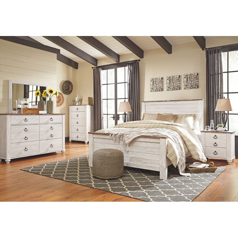 Willowton – Panel Bedroom Set|Beige|6 Pc. – Dresser, Mirror, Chest, Panel Bed|8 Pc. – Dresser, Mirror, Chest, Panel Bed, 2 Nightstands|5 Pc. – Dresser, Mirror, Panel Bed|7 Pc. – Dresser, Mirror, Panel Bed, 2 Nightstands|Queen|California King|King