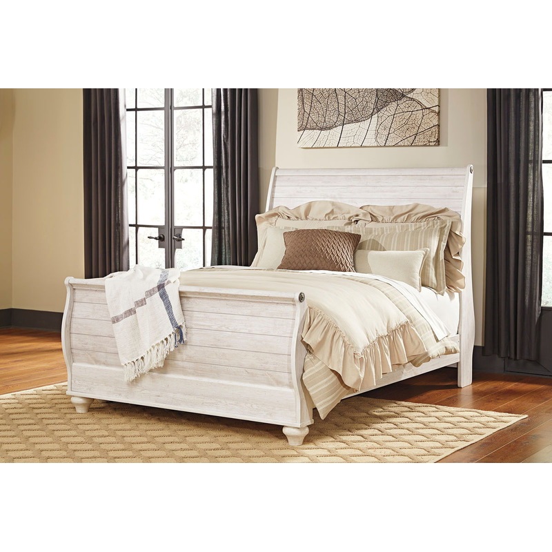 Willowton – Sleigh Bed|Beige|Queen|King