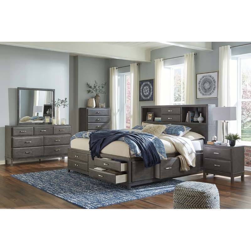 Caitbrook – Bedroom Set|Gray|6 Pc. – Dresser, Mirror, Chest, Storage Bed|8 Pc. – Dresser, Mirror, Chest, Storage Bed, 2 Nightstands|5 Pc. – Dresser, Mirror, Storage Bed|7 Pc. – Dresser, Mirror, Storage Bed, 2 Nightstands|Queen|California King|King