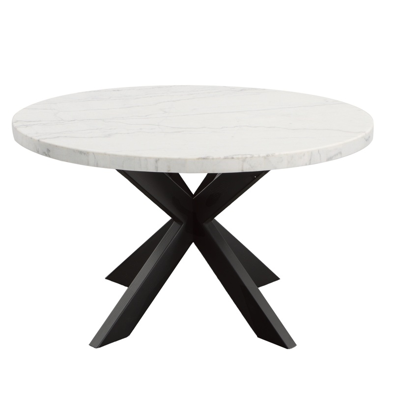Xena – White Marble Top Round Table – Black