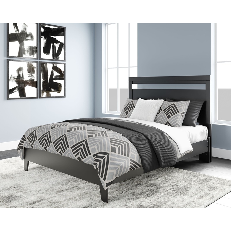 Finch – Panel Platform Bed|Black|Queen