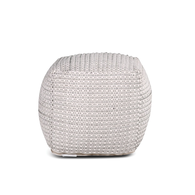 Hakim – Square Handwoven Woolen Pouf – White