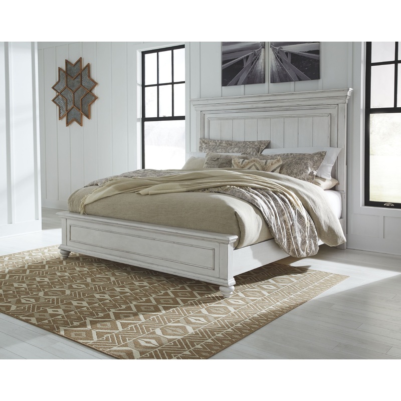 Kanwyn – Panel Bed|White|Queen|California King|King|None|Storage Bench
