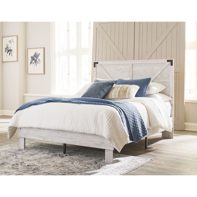 Shawburn – Panel Bed|White|Full|Queen