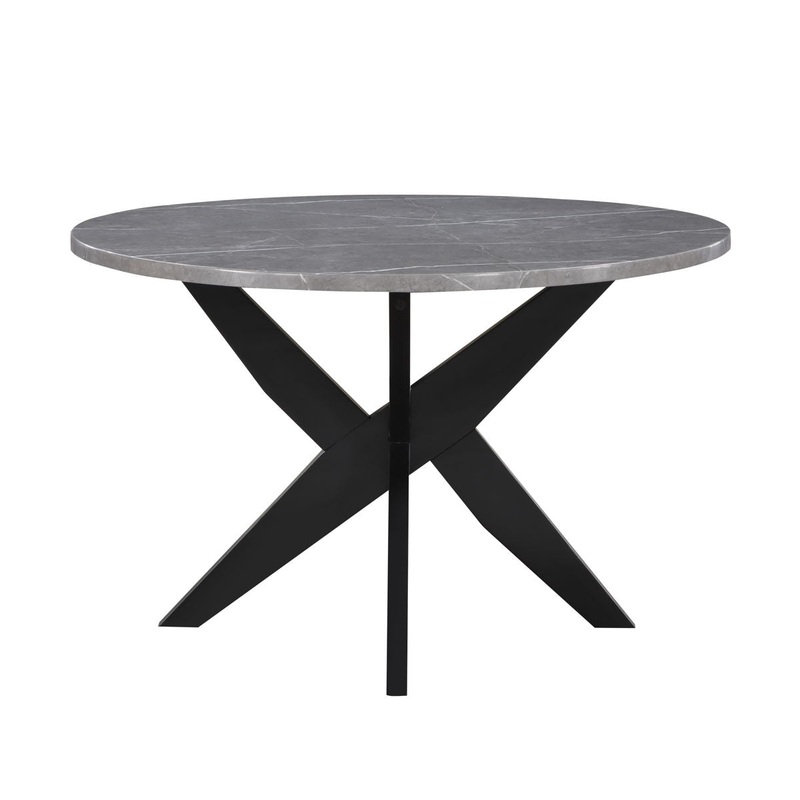 Amy – Round Faux-Marble Dining Table – Gray