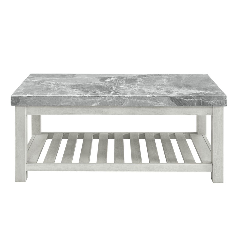 Canova – Gray Marble Top Coffee Table – White